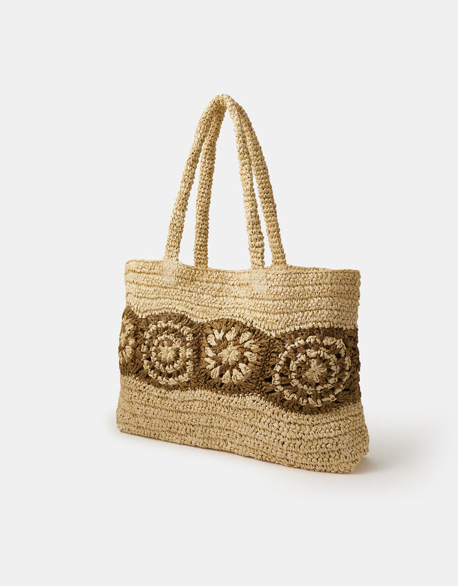 Crochet Raffia Beach Bag, , large
