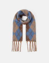 Super Soft Argyle Print Knitted Scarf, , large