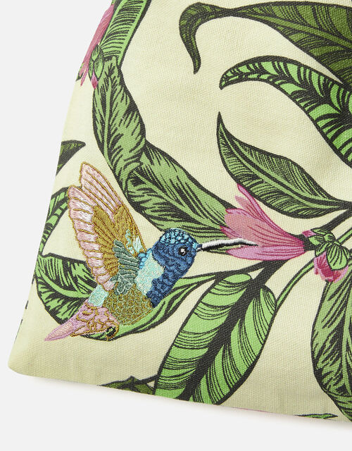 Botanical Birds Embroidered Drawstring Bag, , large