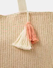 Woven Metallic Beach Bag, , large