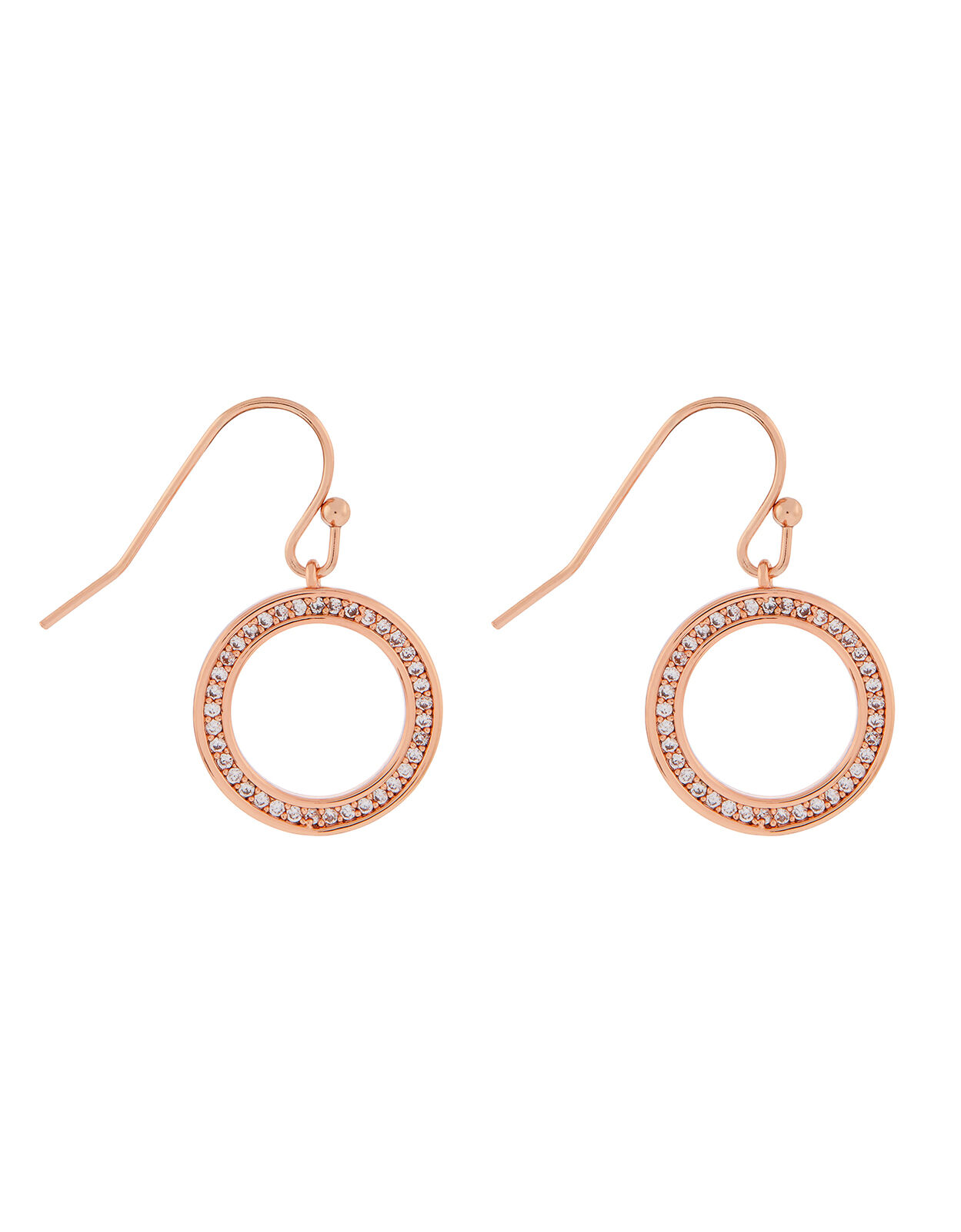 Rose Gold-Plated Pave Circle Drop 