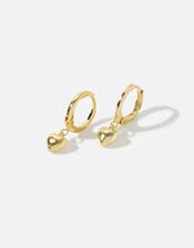 Gold-Plated Mini Puff Heart Hoops, , large