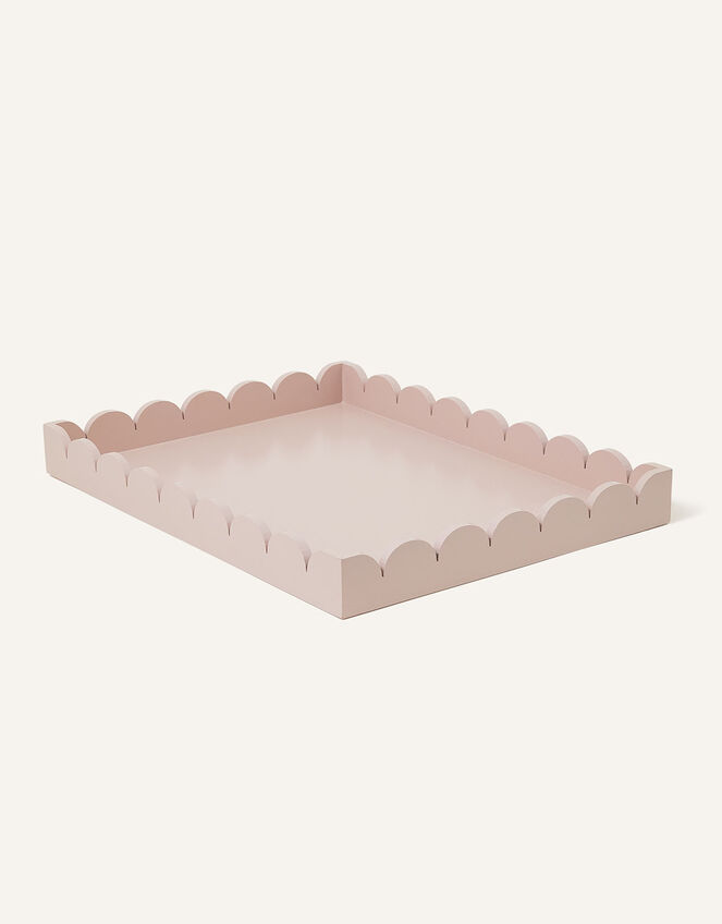 Large Wood Scallop Tray, Pink (PALE PINK), large