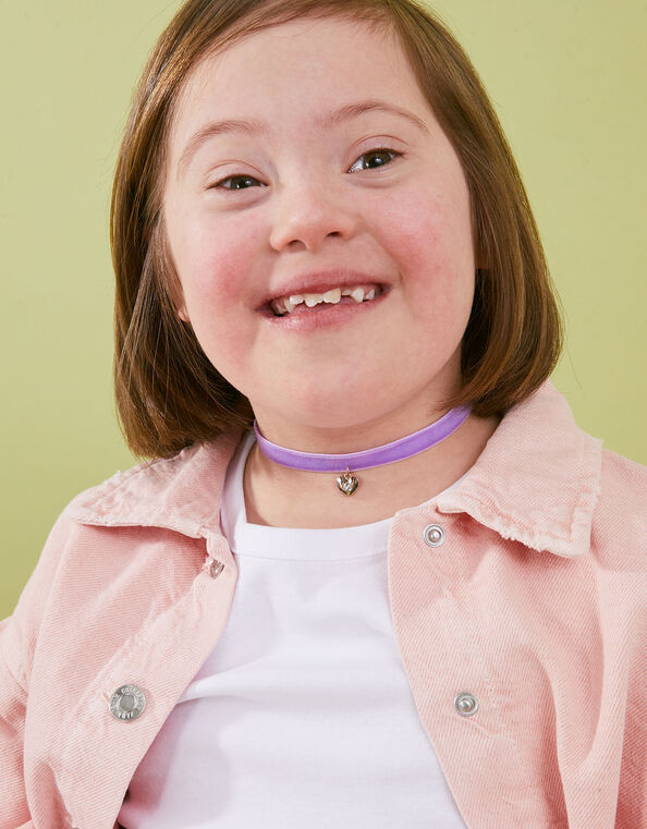 Girls Velvet Heart Choker, , large