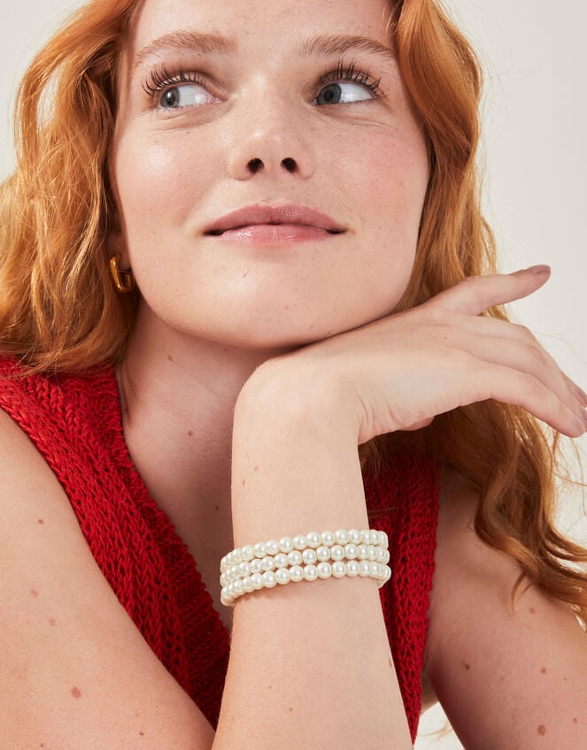 Pearl Stretch Bracelet Set of Three, , large