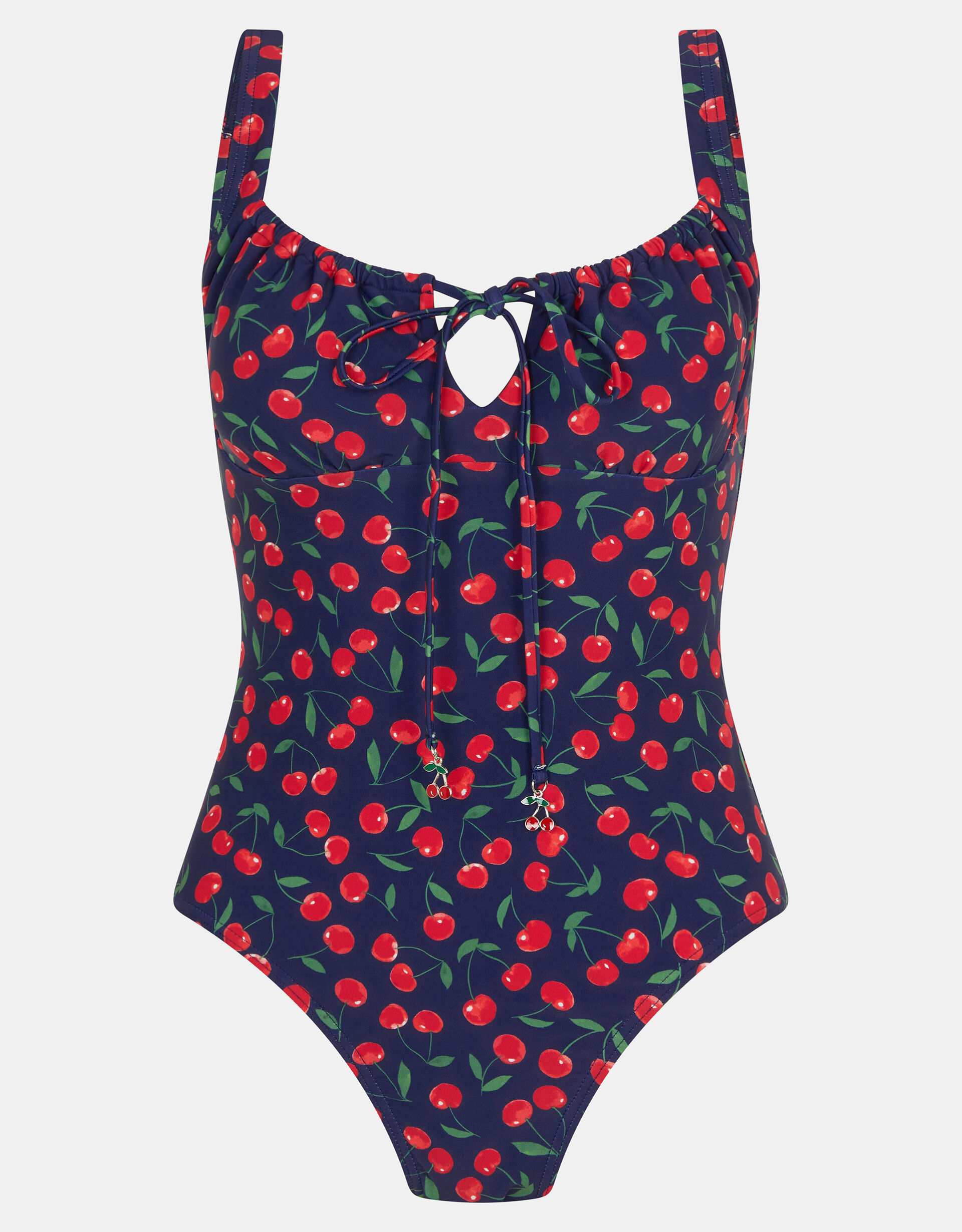 Cherry Print Tie Front Swimsuit Blue | Swimsuits | Accessorize Global