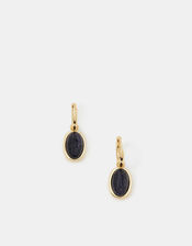 14ct Gold-Plated Stone Drop Huggie Hoop Earrings, , large