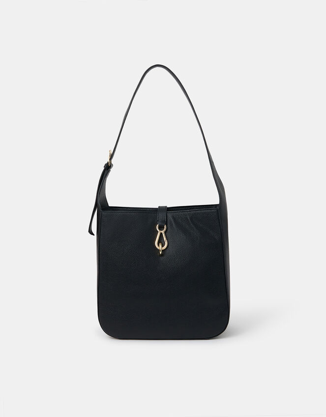 Clasp Leather Shoulder Bag, , large