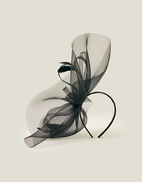 Large Crin Fascinator, Black (BLACK), large