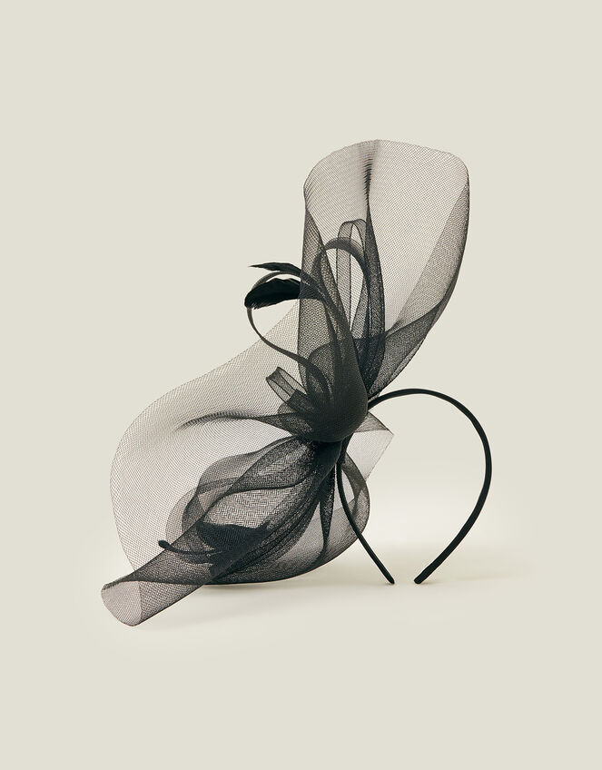 Large Crin Fascinator, Black (BLACK), large