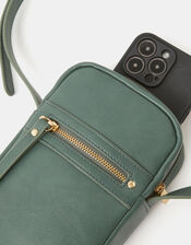 Faux Leather Crossbody Phone Bag, Teal (TEAL), large