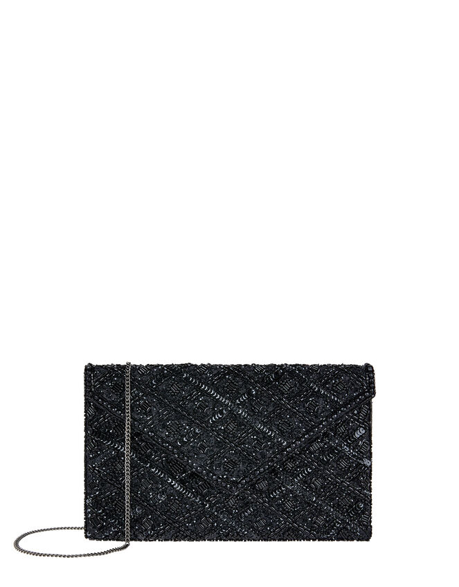 Tabitha Embellished Clutch Bag, Black (BLACK), large