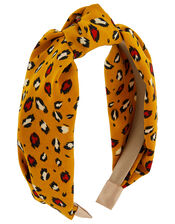 Leopard Print Wide Knot Headband, , large