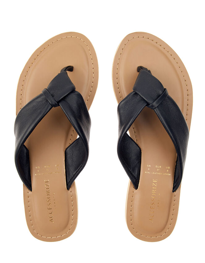 Knotted Thong Sandals, Black (BLACK), large