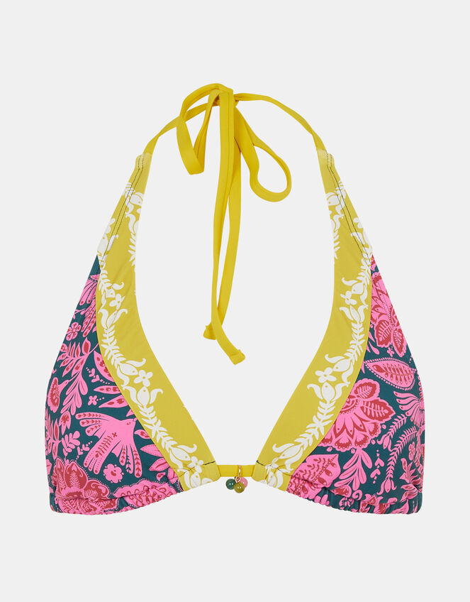 Floral Print Triangle Bikini Top, Multi (BRIGHTS MULTI), large