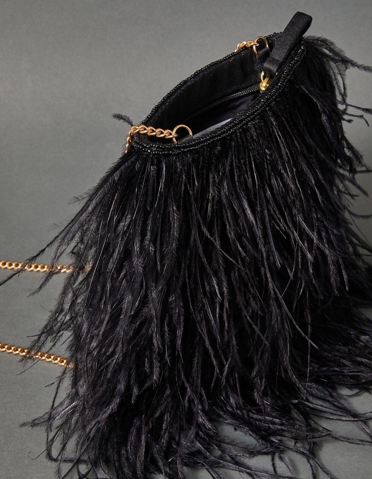 Black feather clutch 2025 bag