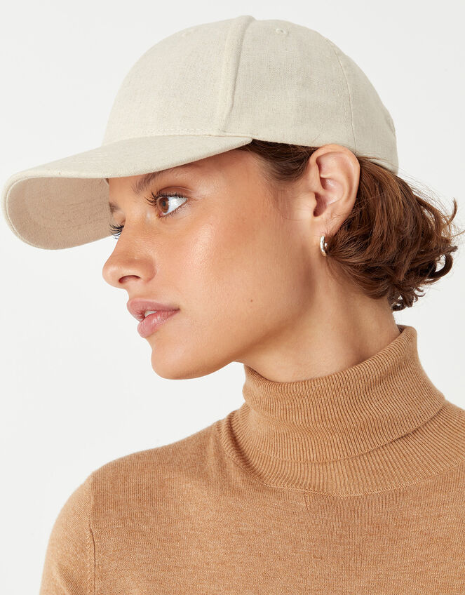 Baseball Cap in Linen Blend, , large