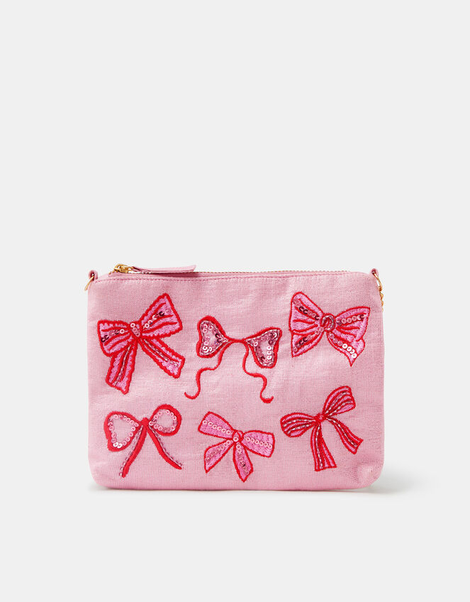Girls Embellished Bow Crossbody Bag, , large