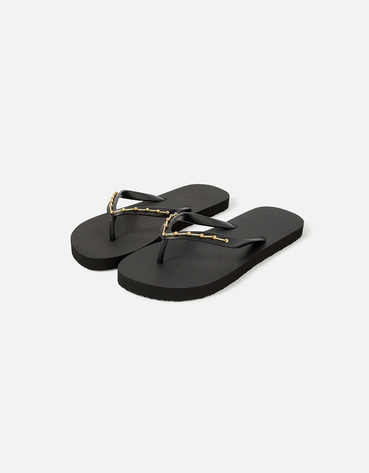 Black beaded shop flip flops