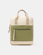 Faux Leather Backpack, Green (KHAKI), large