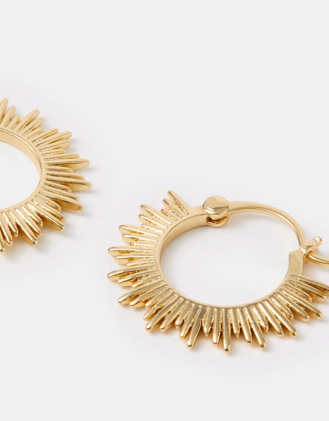 14ct Gold-Plated Sun Hoop Earrings, , large
