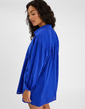 Long Sleeve Beach Cover Up Shirt, Blue (COBALT), large
