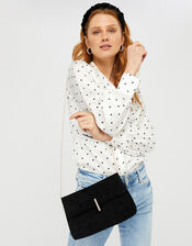 Natasha Suedette Clutch Bag with Chain, , large