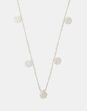 Sterling Silver-Plated Coin Charm Necklace, , large