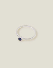 Sterling Silver-Plated Sparkle Ring, Blue (BLUE), large