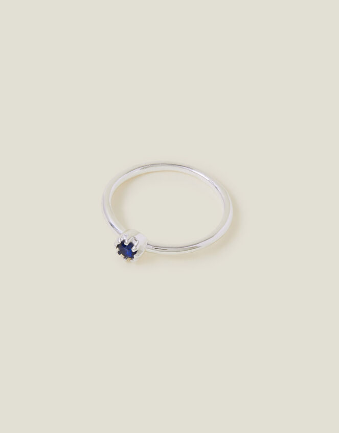 Sterling Silver-Plated Sparkle Ring, Blue (BLUE), large