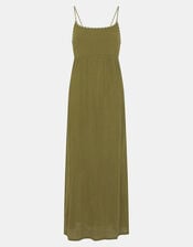 Tie-Back Sleeveless Maxi Dress, Green (KHAKI), large