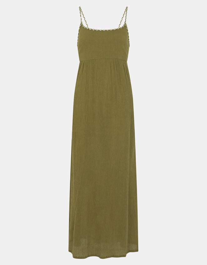 Tie-Back Sleeveless Maxi Dress, Green (KHAKI), large