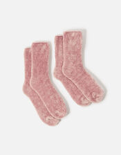 Fluffy Chenille Ankle Sock Twinset, Pink (PINK), large