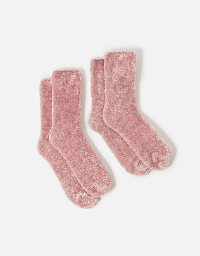 Fluffy Chenille Ankle Sock Twinset, Pink (PINK), large
