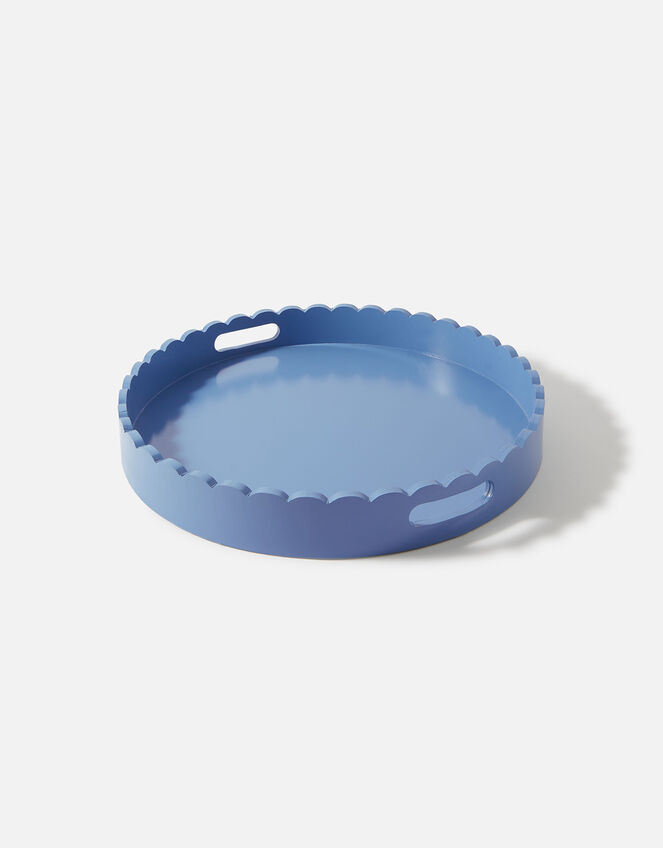 Large Scallop Round Tray, Blue (BLUE), large