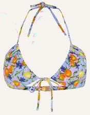 Lemon and Oranges Triangle Bikini Top, Blue (BLUE), large