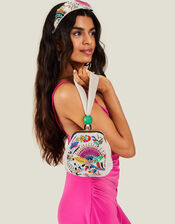 Floral Beaded Duffle Bag, , large