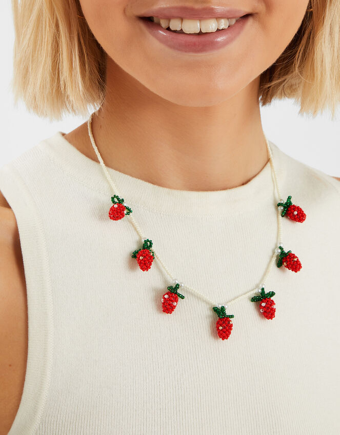 Strawberry Beaded Pearl Necklace, , large