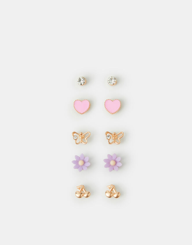 5-Pack Girls Cherry Stud Earrings, , large