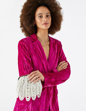 Pearl Fringe Clutch Bag, , large
