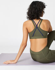 Multi-Strap Yoga Crop Top, Green (KHAKI), large