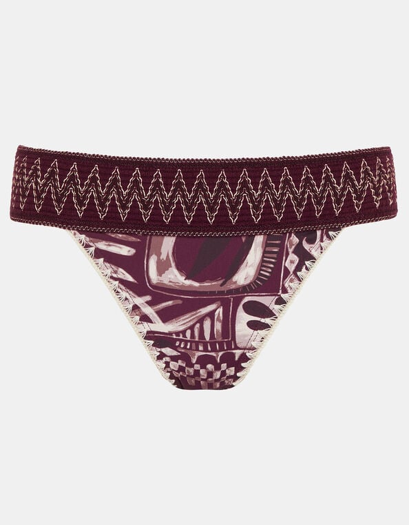 Abstract Print Band Bikini Bottoms, Purple (PURPLE), large