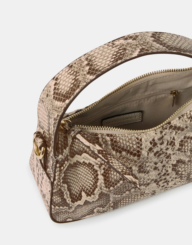 Mini Faux Snakeskin Handbag, , large