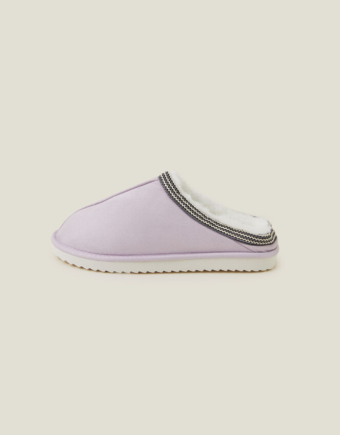 Suedette Braid Mule Slippers, Purple (LILAC), large