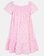 Girls Heart Embroidered Dress, Pink (PINK), large