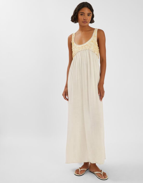 Sleeveless Embellished Maxi Dress, Ivory (IVORY), large