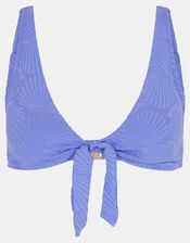 Shell Embossed Tie Bikini Top, Blue (BLUE), large
