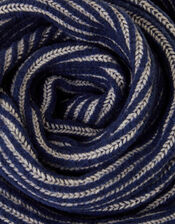 Contrast Rib Knit Scarf, Blue (NAVY), large