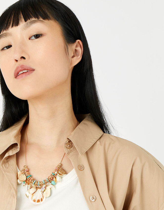 Island Vibes Charmy Shell Collar Necklace , , large