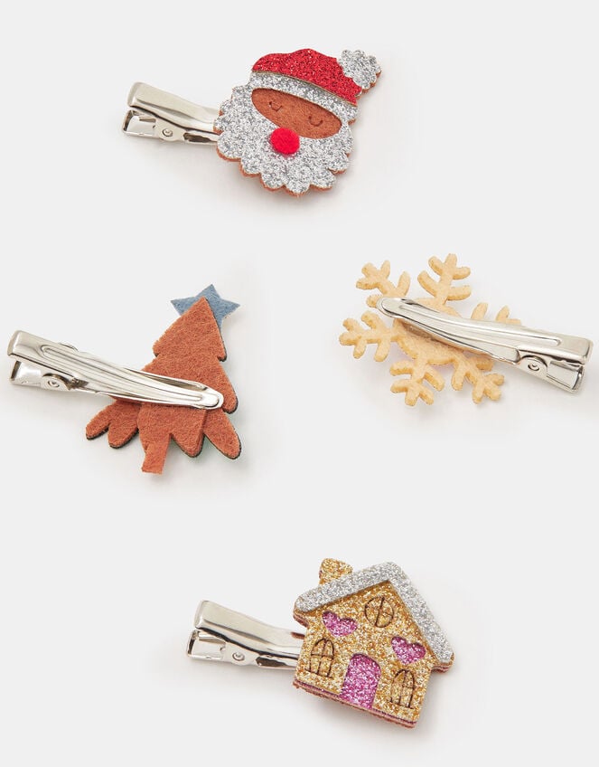 4-Pack Girls Christmas Hair Clips, , large